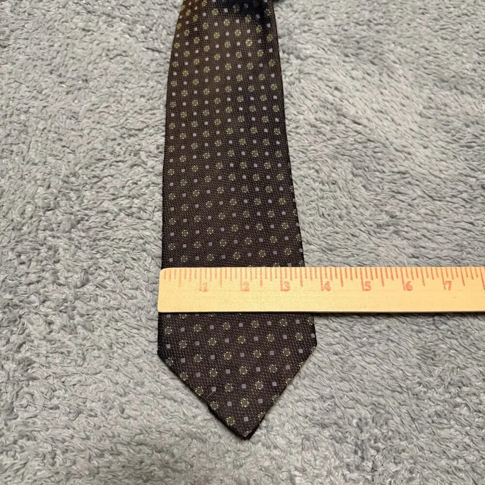 Ermenegildo Zegna Men's 100% Silk Tie Red Brown Green Dots Made in Italy